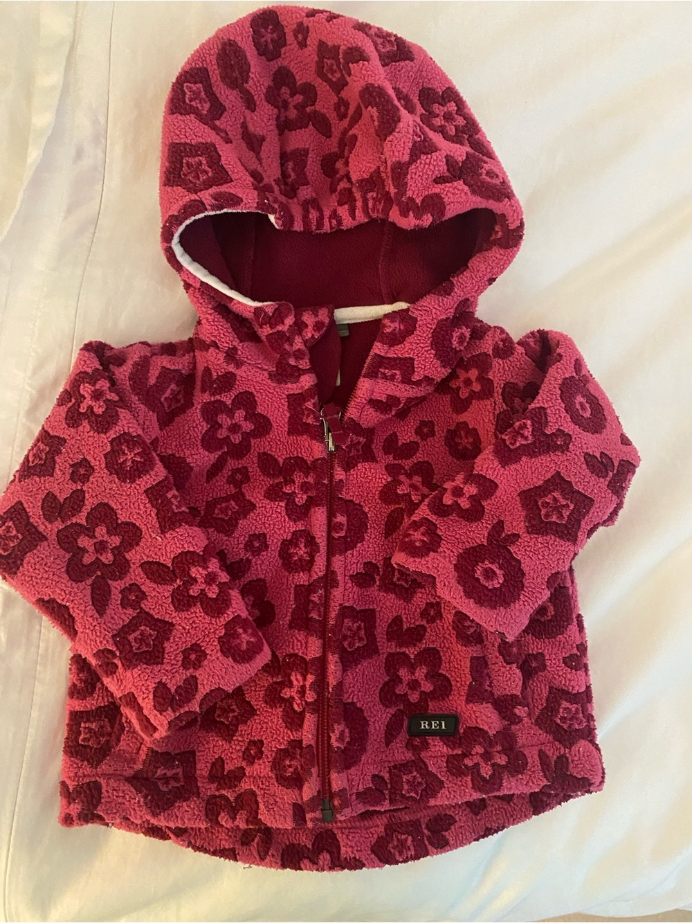 REI Kids' Pink Floral Hooded Fleece Jacket -6mo